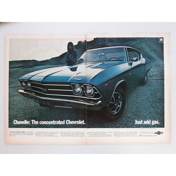 Chevrolet Chevelle SS 396 Car Sport Coupe 1969 General Motors Magazine Print Ad