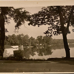 Gull Lake Yorkville Michigan RPPC Postcard Vintage Cottages Boathouses Boats