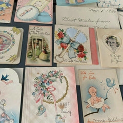 Baby Shower Cards Lot of 57 Vintage 1940 All Same Estate Congratulations