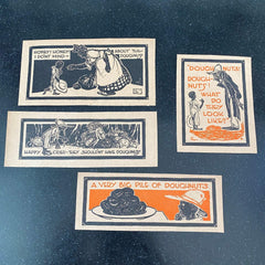 4 Doughnuts Black Americana Color Prints Vintage 1924 African American